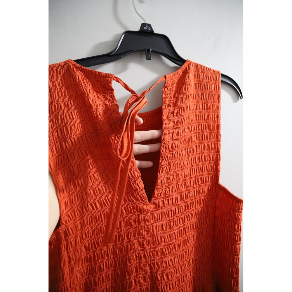 Orange Sleeveless Smocked Midi Dress - Picture 9 of 9